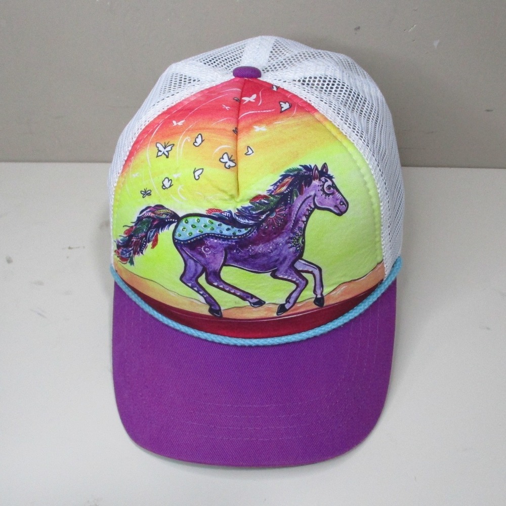Sunday Afternoons Artist Series Kids Trucker Hat Horse Annie Frey Purple M/L